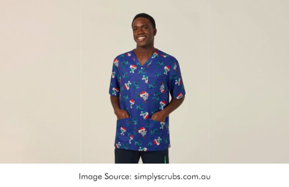 Printed Festive Holidays Christmas Scrubs Tops: Spreading Cheer Among Medical Staff and Patients