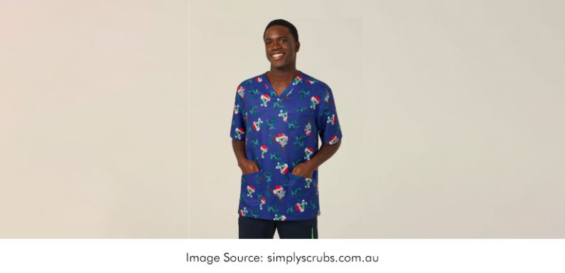 Printed Festive Holidays Christmas Scrubs Tops: Spreading Cheer Among Medical Staff and Patients
